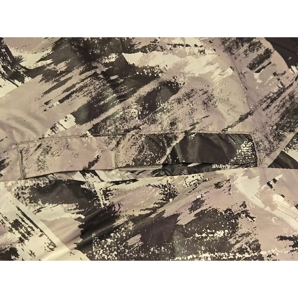 GERRY Reversible Puffer Vest Women's Large L Gray Black Abstract Hooded Packable